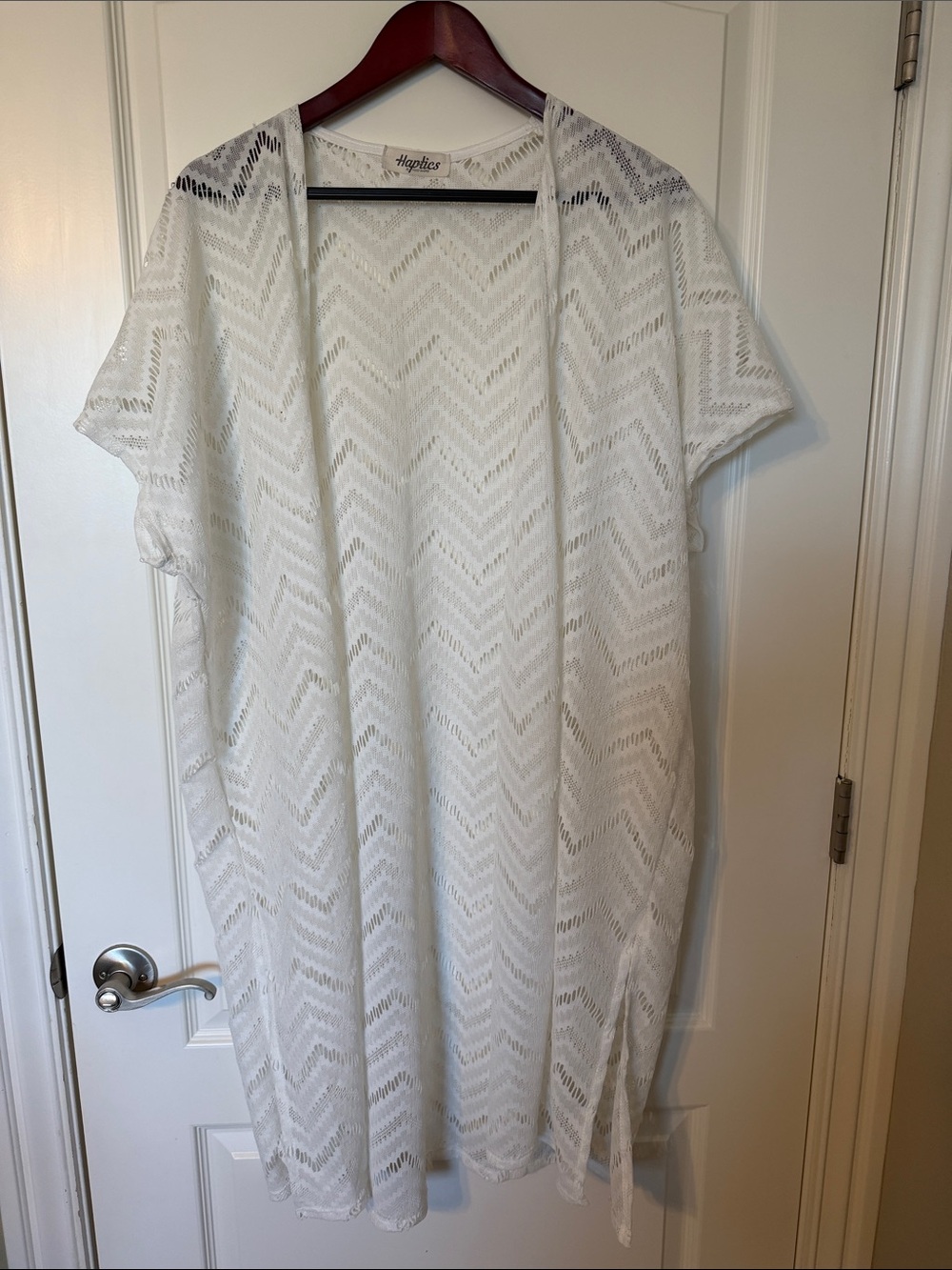 Haptics White Crochet Swim Coverup